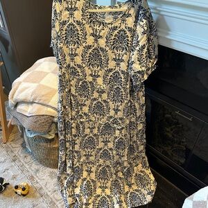 Blue cream blue bohemian dress